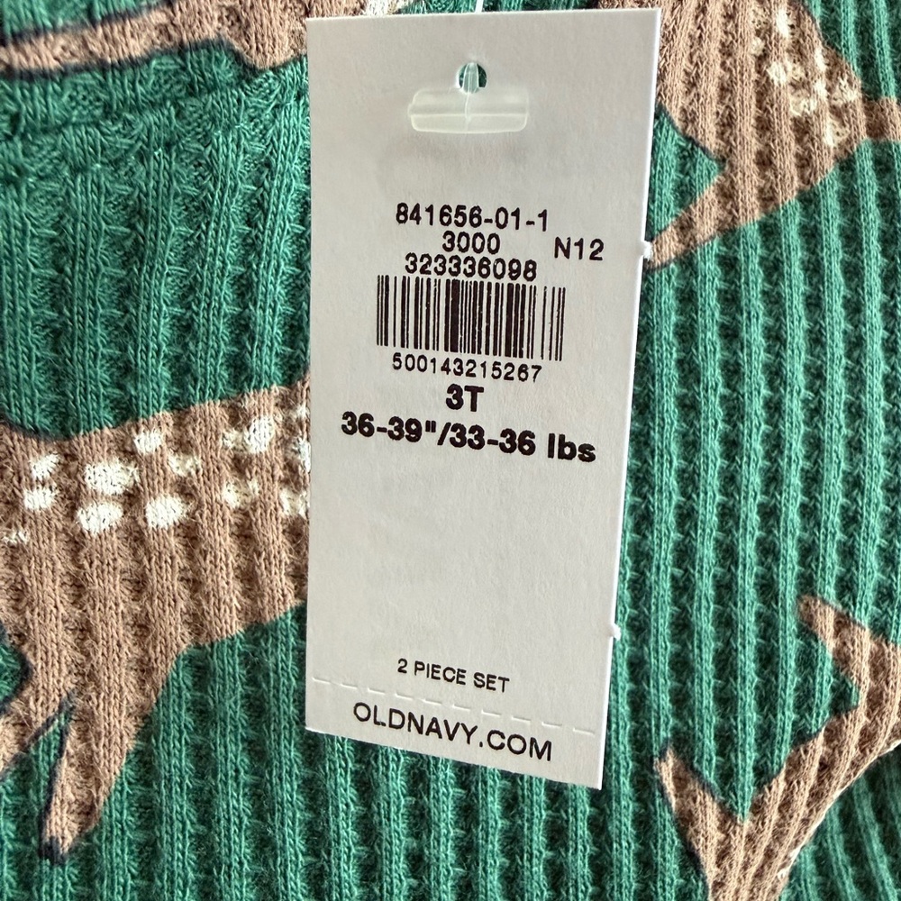 Old Navy Green Waffle-Knit Kids Top with Tan Deer Accents - Picture 4 of 4